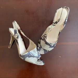 Nine West Snakeskin Open Toe, Slingback Pump/Heel